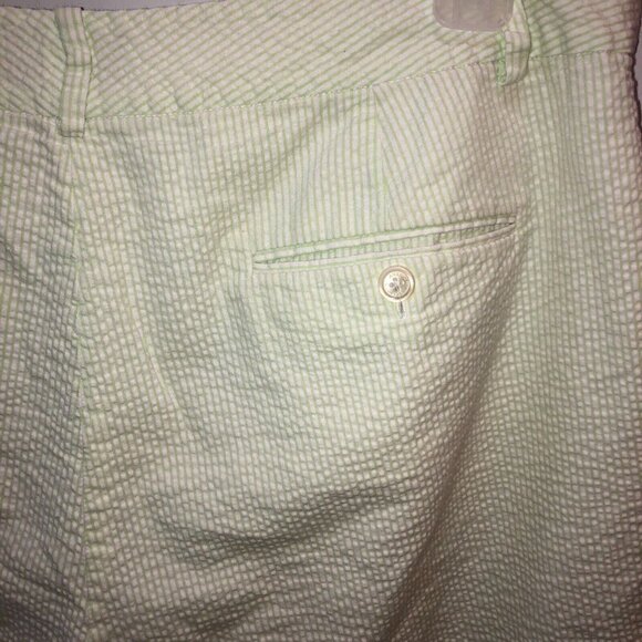 American Living Womens Size 16 Green White Striped Seersucker Bermuda Shorts - Picture 8 of 10